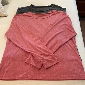 Women's Long Sleeve Pink and Gray Top